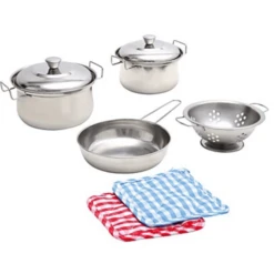 BINO Pannenset RVS Voor Kinderen, 8-delig